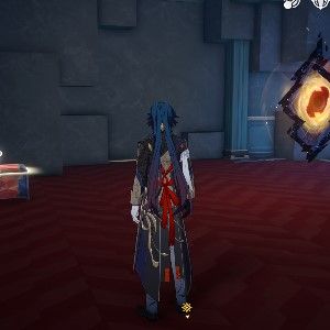 Honkai Star Rail's Blade stands near a chest and a portal.