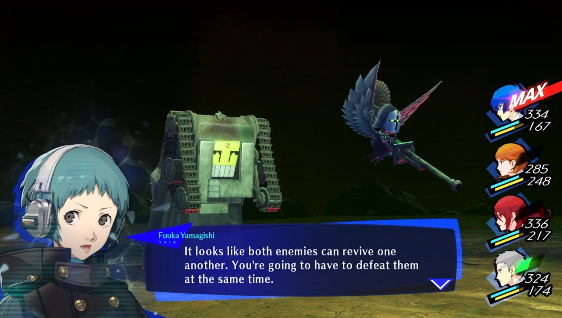 fuuka telling you to defeat both shadows on the same turn persona 3 reload justice chariot p3r