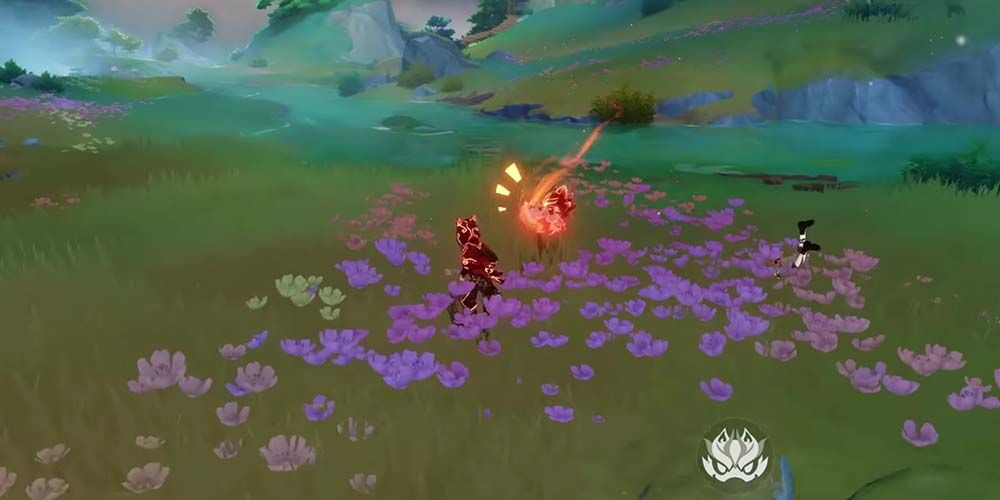 Gaming dashing to his pet Man Chai in Genshin Impact