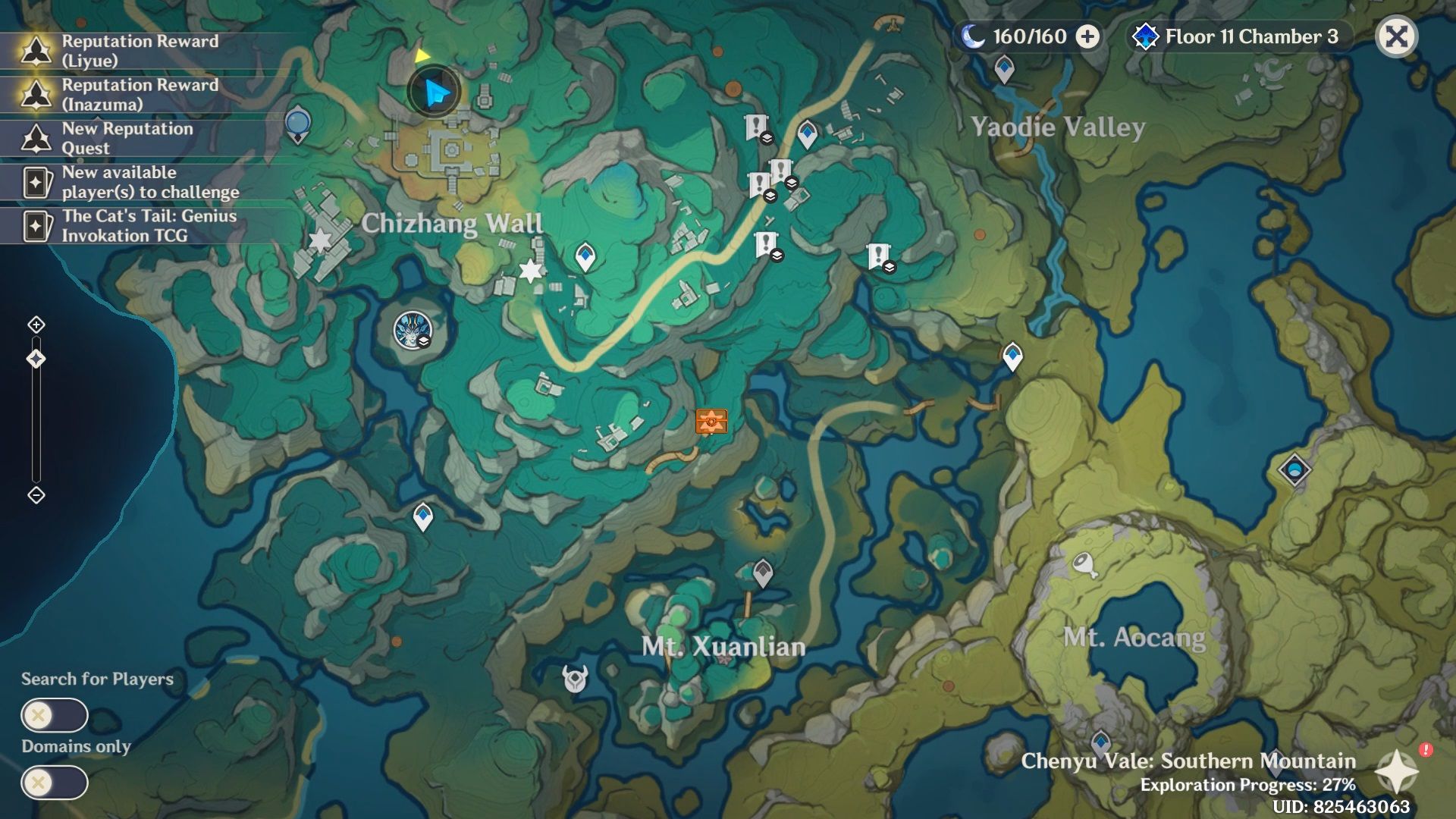 World map showing the location of a Luxurious Chest in Chenyu Vale in Genshin Impact 