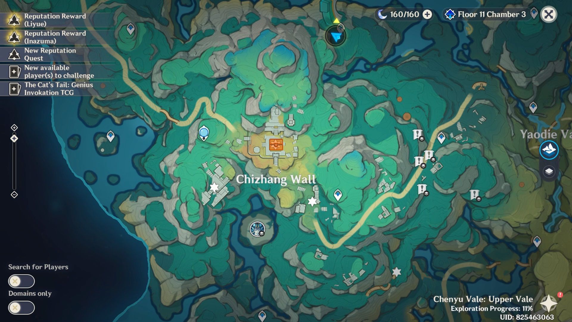World map showing the location of a Luxurious Chest in Chenyu Vale in Genshin Impact 