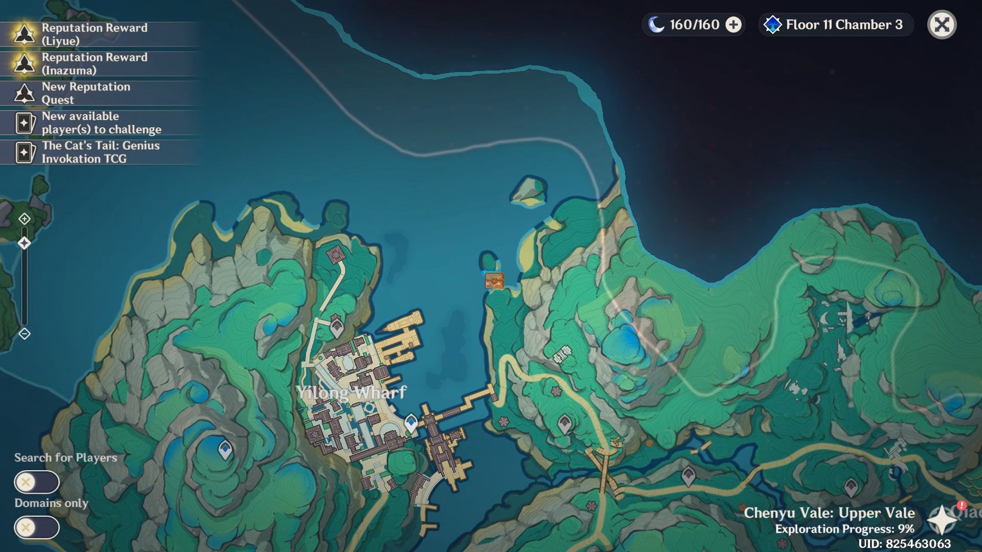 World map showing the location of a Luxurious Chest in Chenyu Vale in Genshin Impact 