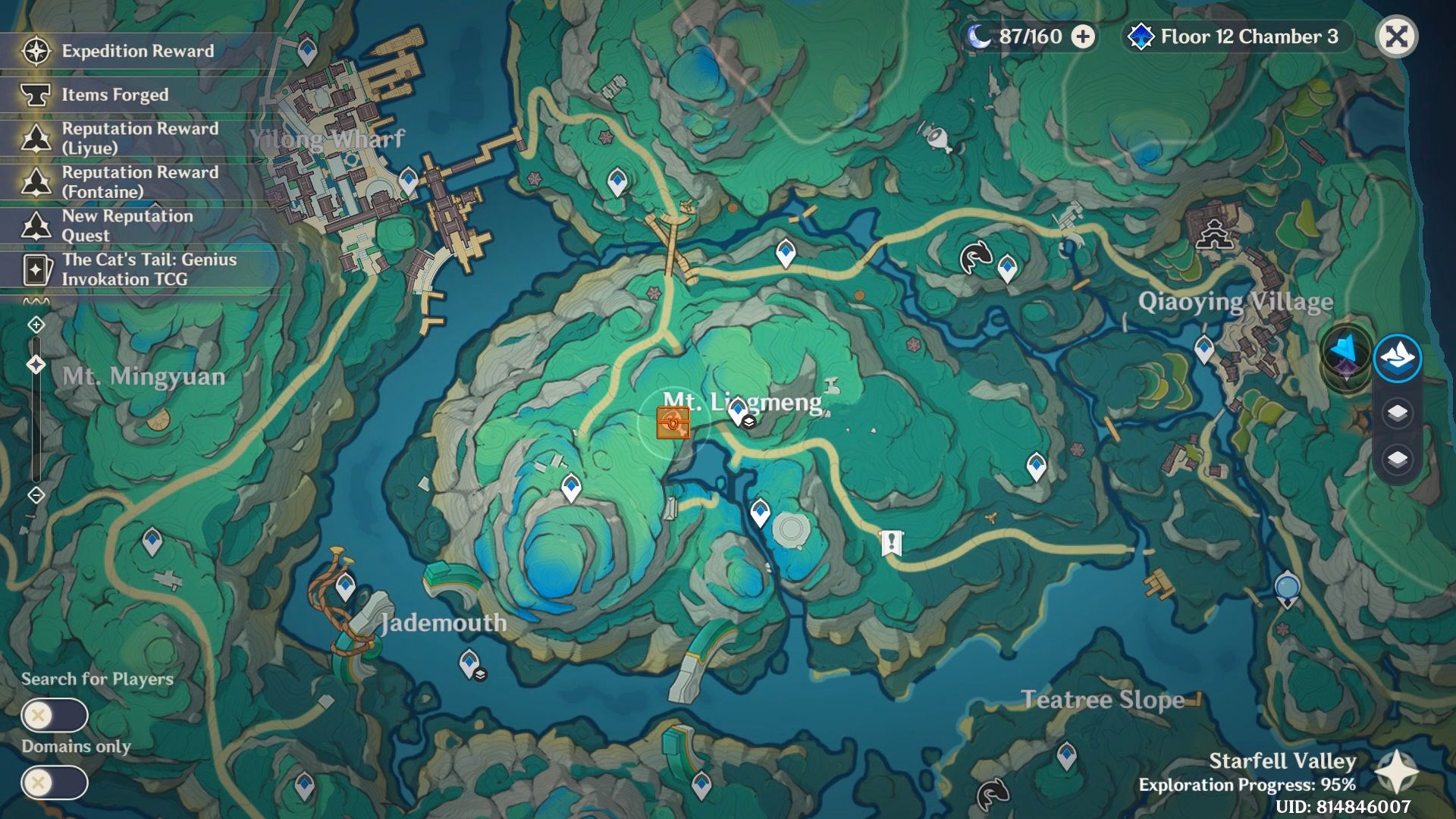 World map showing the location of a Luxurious Chest in Chenyu Vale in Genshin Impact 