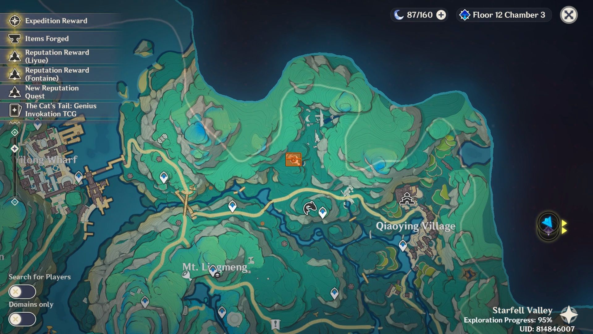 World map showing the location of a Luxurious Chest in Chenyu Vale in Genshin Impact 