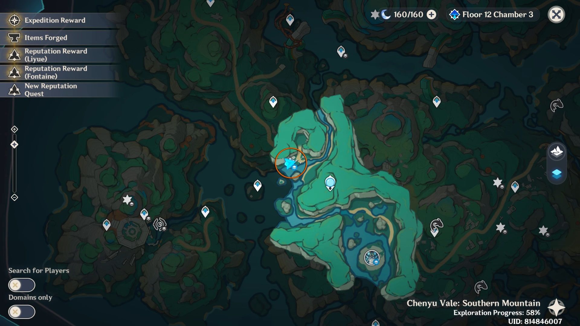 Location of the Left Jade Fragment on the world map in Genshin Impact