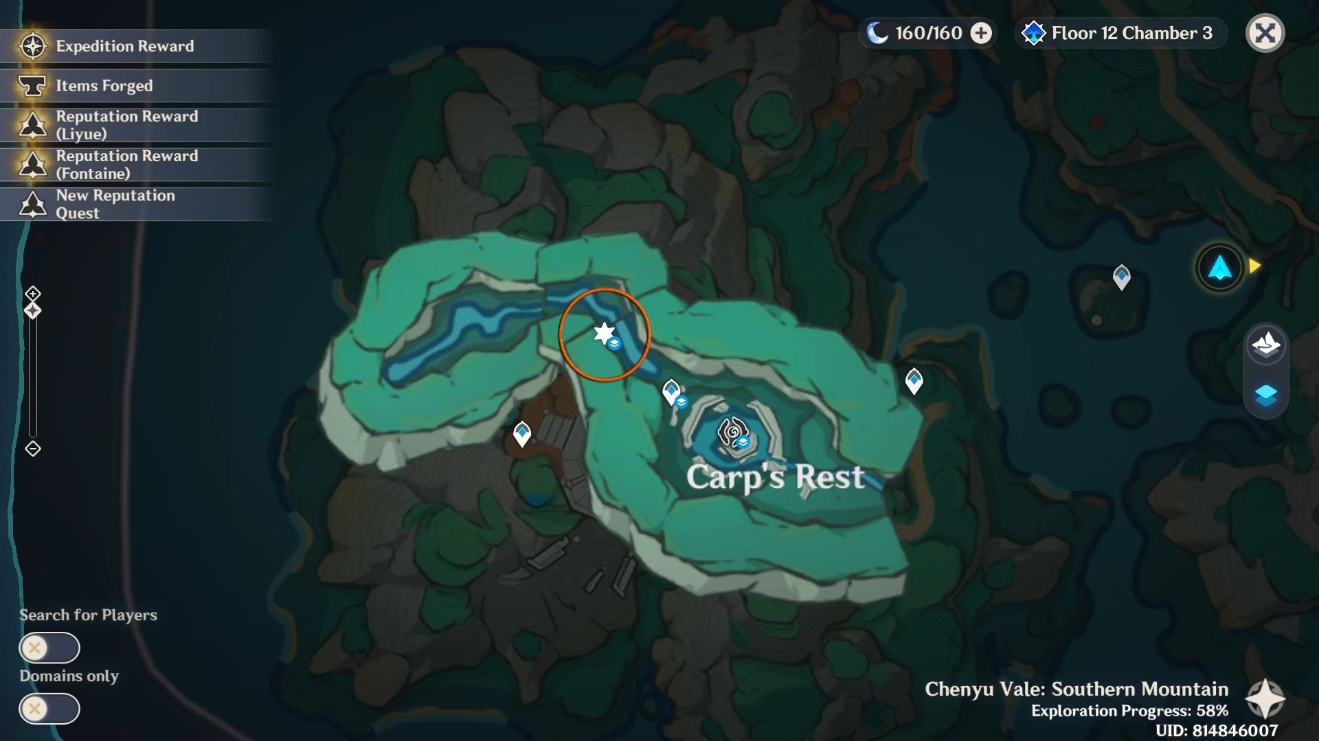Location of the Right Jade Fragment on the world map in Genshin Impact