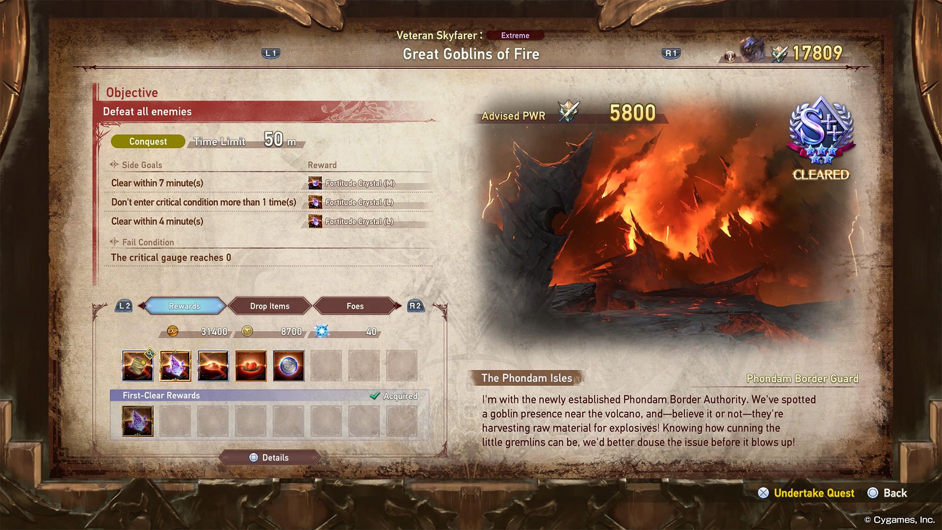 great goblins of fire quest description to defeat enemies
