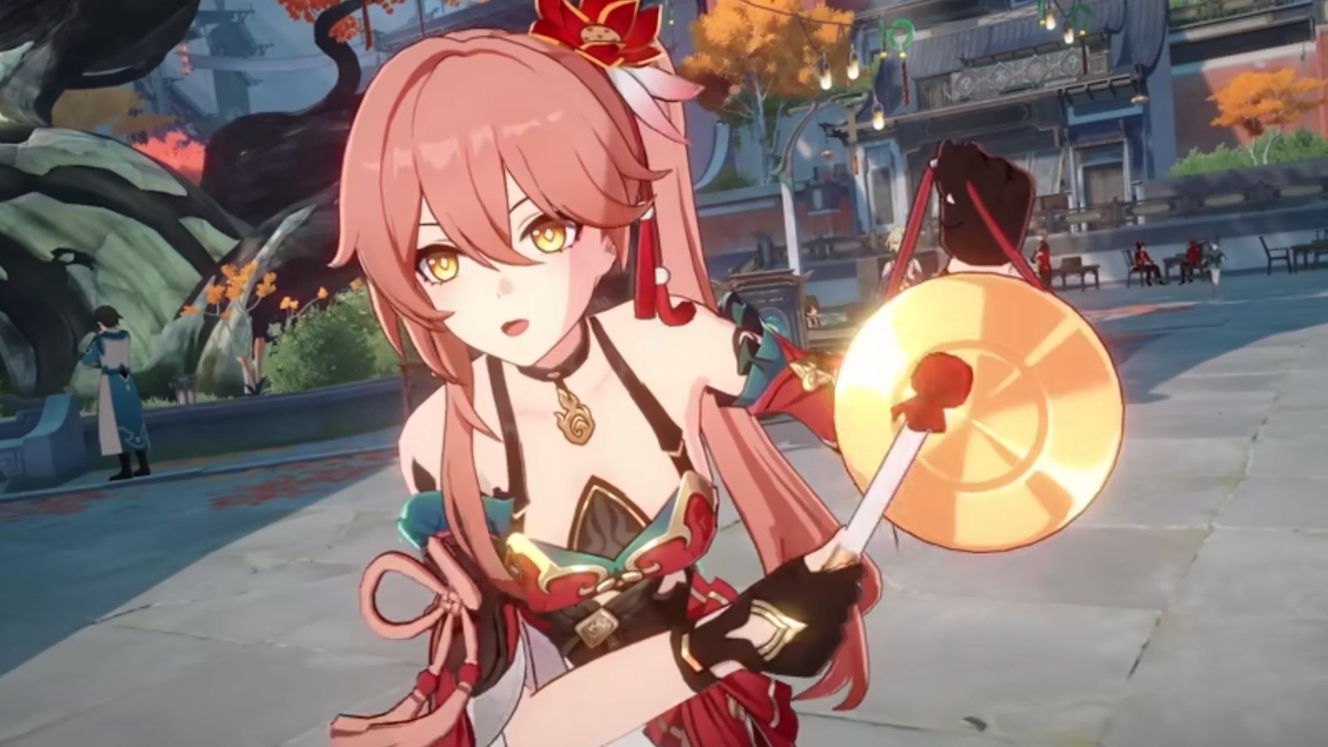Honkai Star Rail's Guinaifen hits a small gong.
