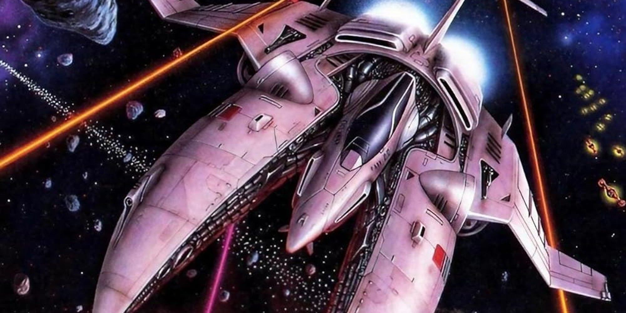 Gradius ship flying through space.