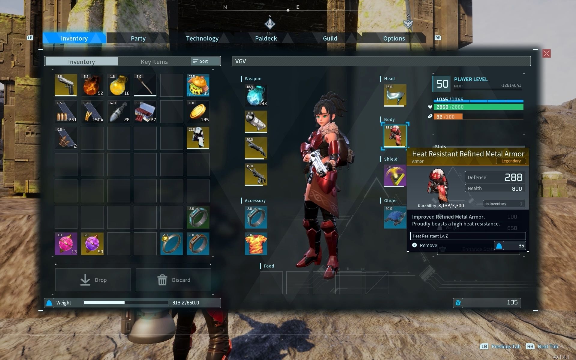 Heat Resistant Refined Metal Armor showcase in Palworld