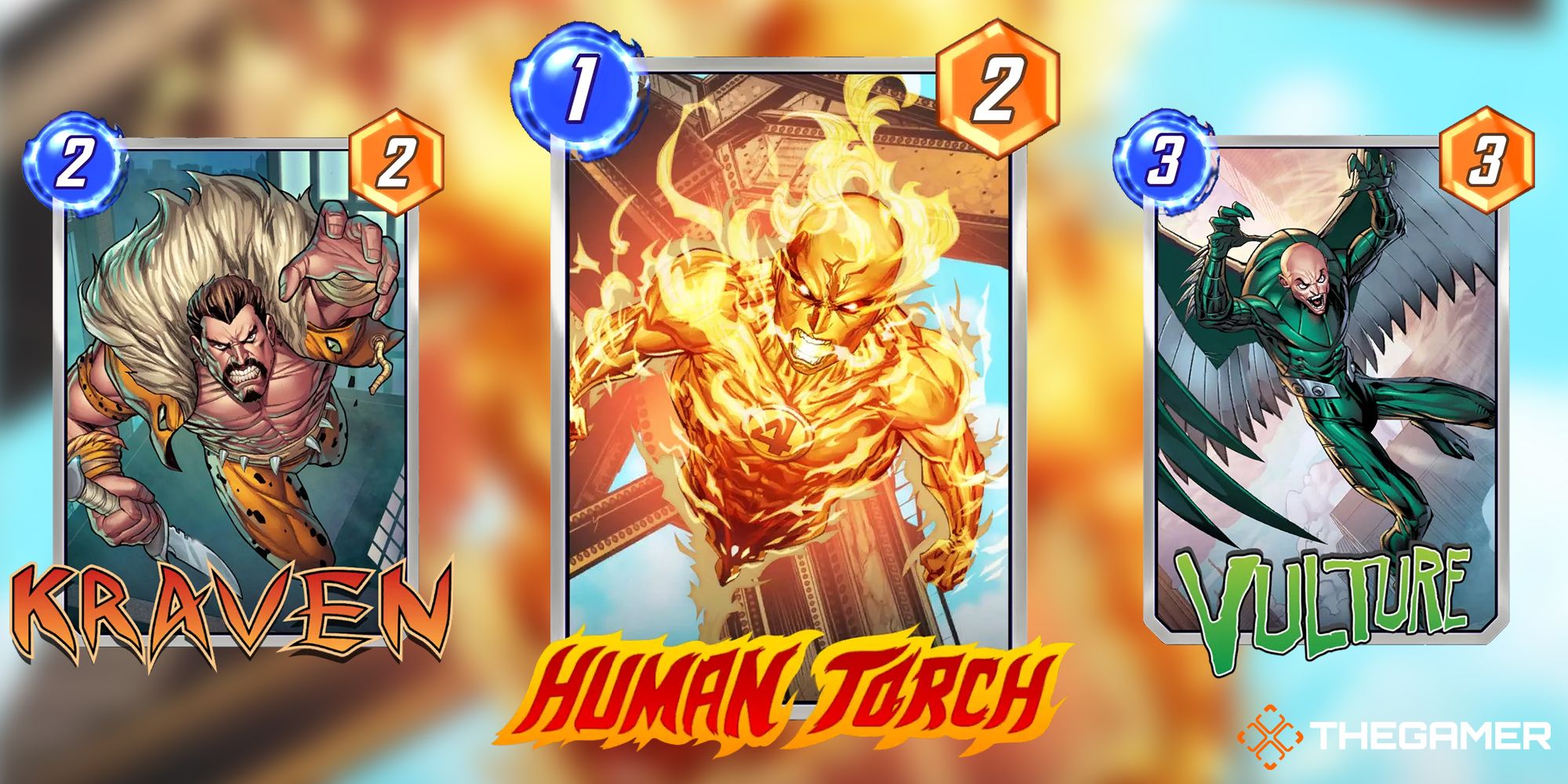 Human Torch, Kraven and Vulture In Marvel Snap