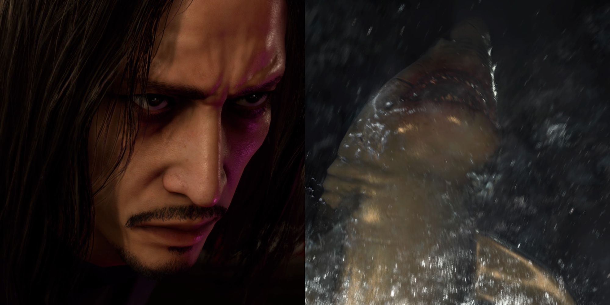 Yamai on the left, giant shark on the right