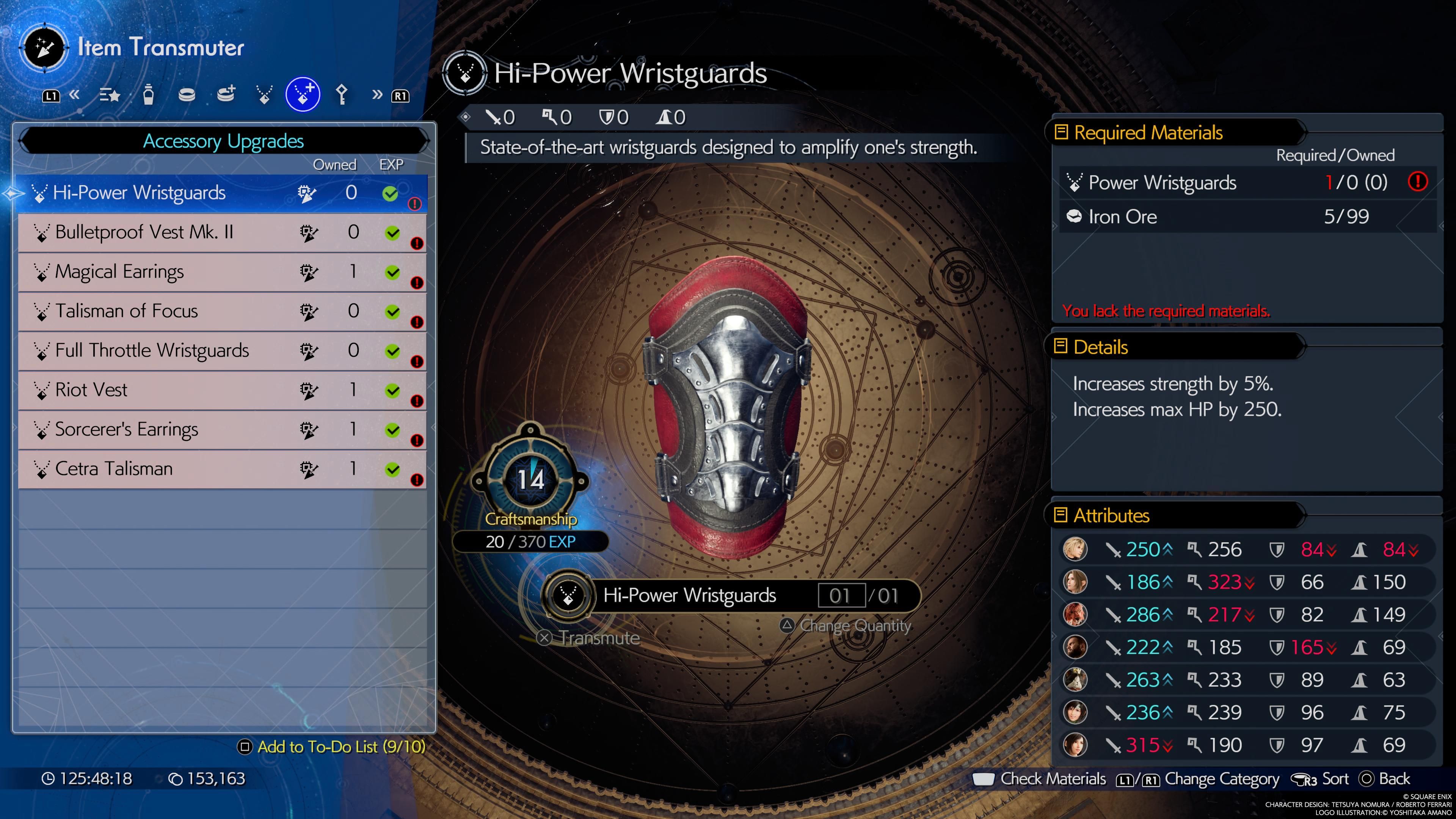 Item Transmuter image of Hi-Power Wristguards in FF7 Rebirth