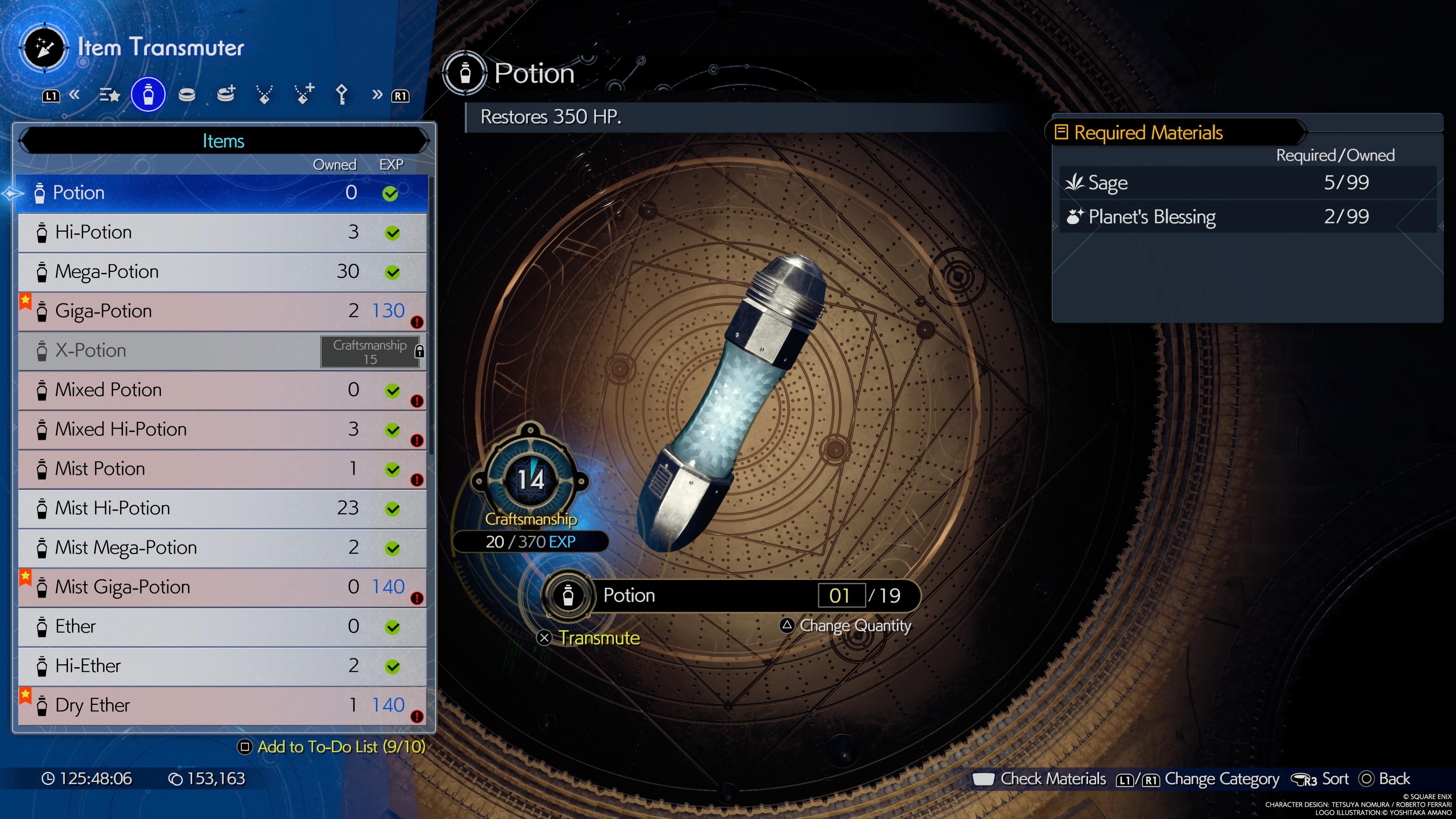 Item Transmuter image of Potion in FF7 Rebirth