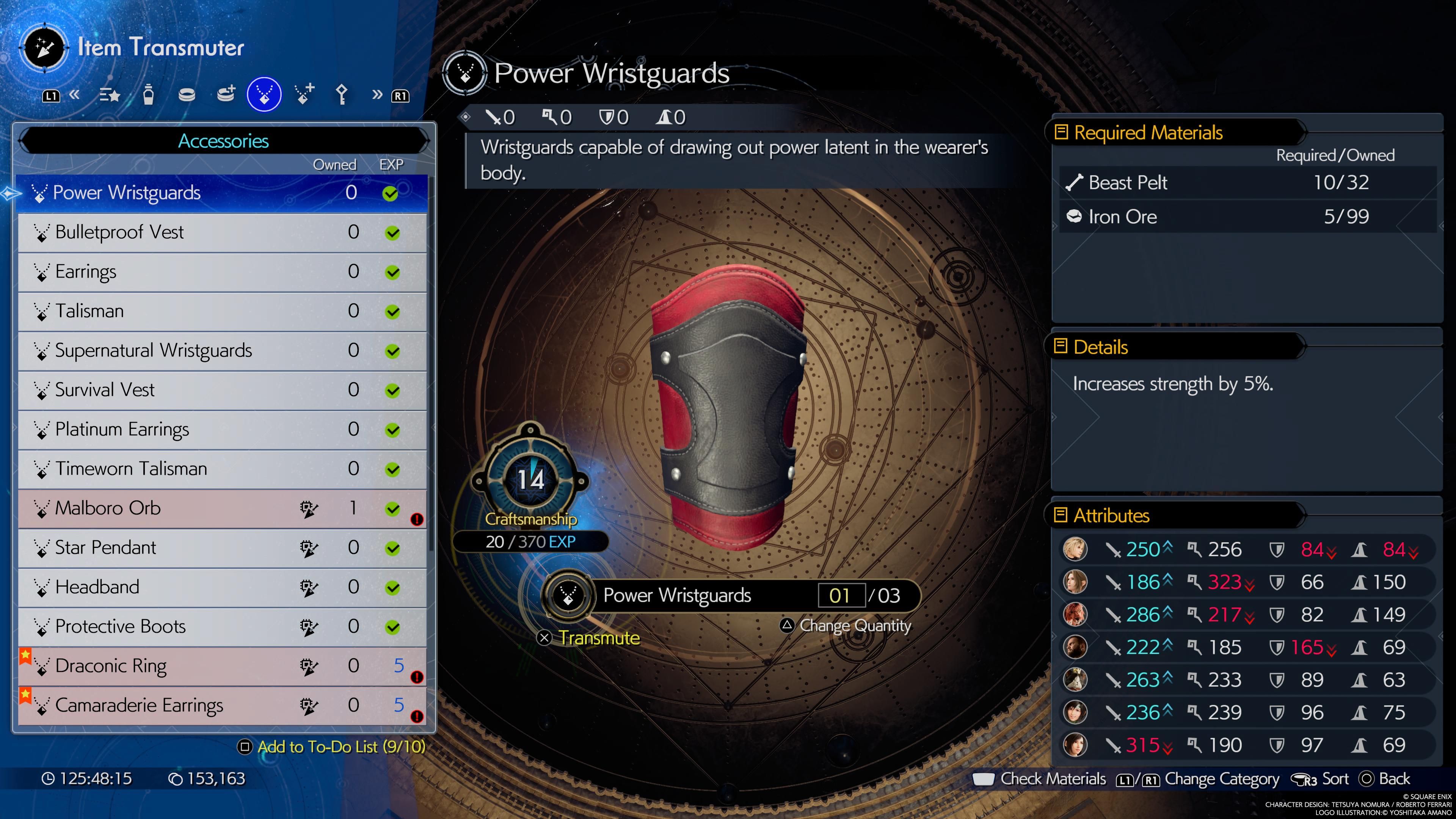 Item Transmuter image of Power Wristguards in FF7 Rebirth