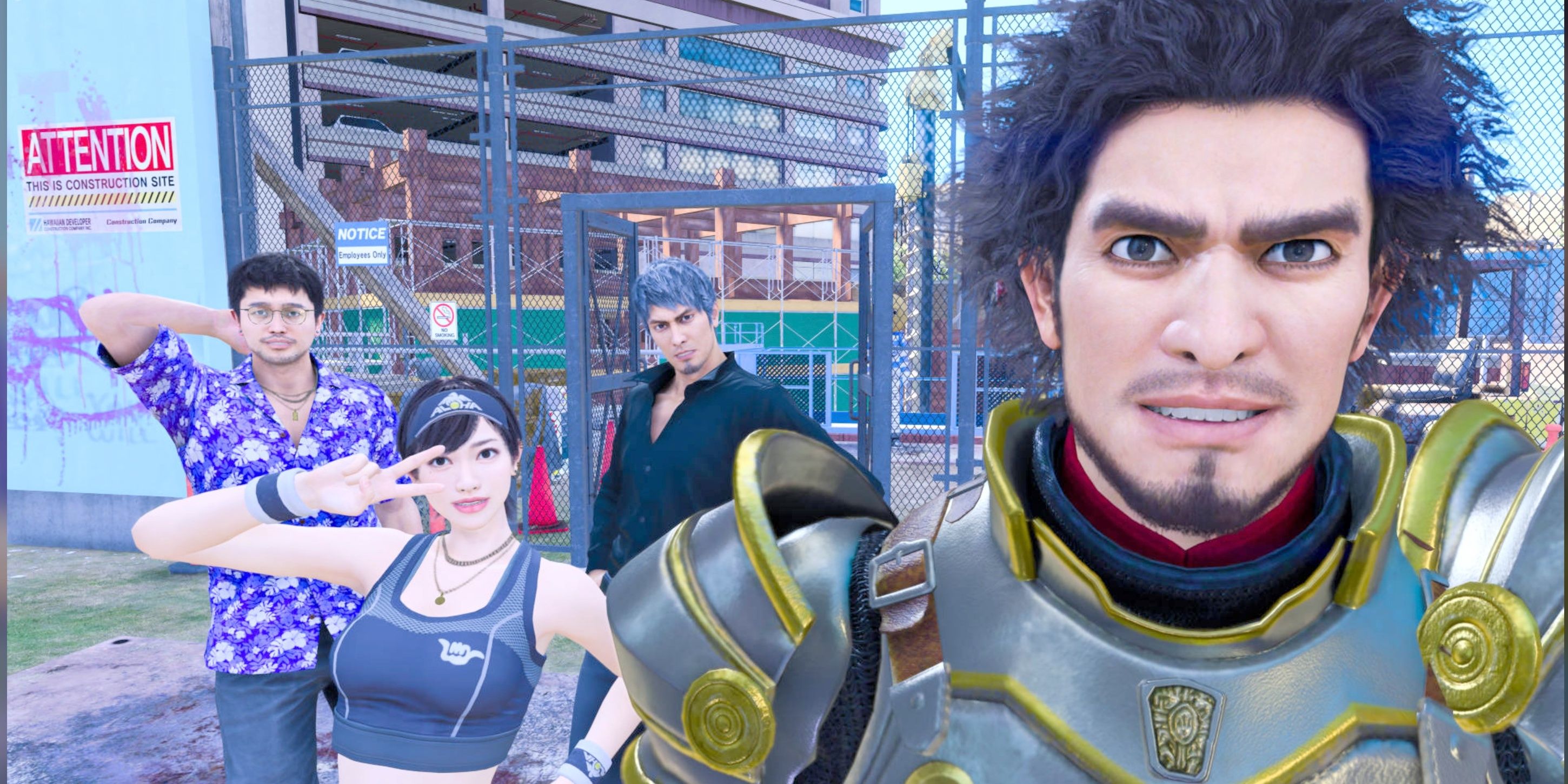 Kasuga with Kiryu, Chitose and Tomizawa in Like A Dragon: Infinite Wealth.