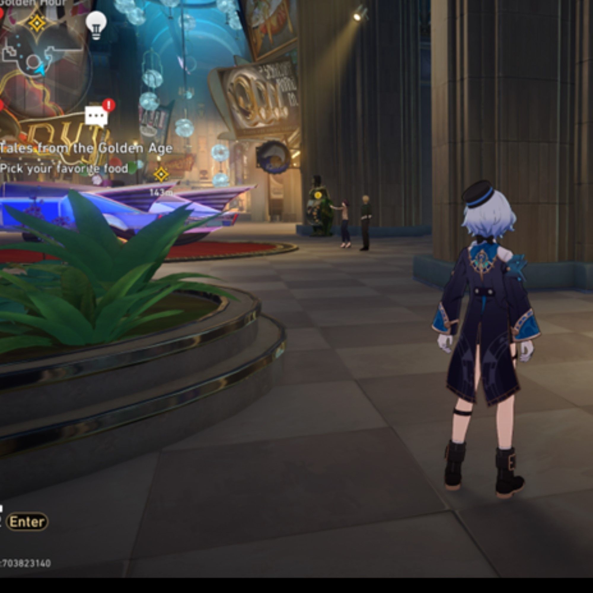Misha stands next to some plants in Honkai Star Rail.