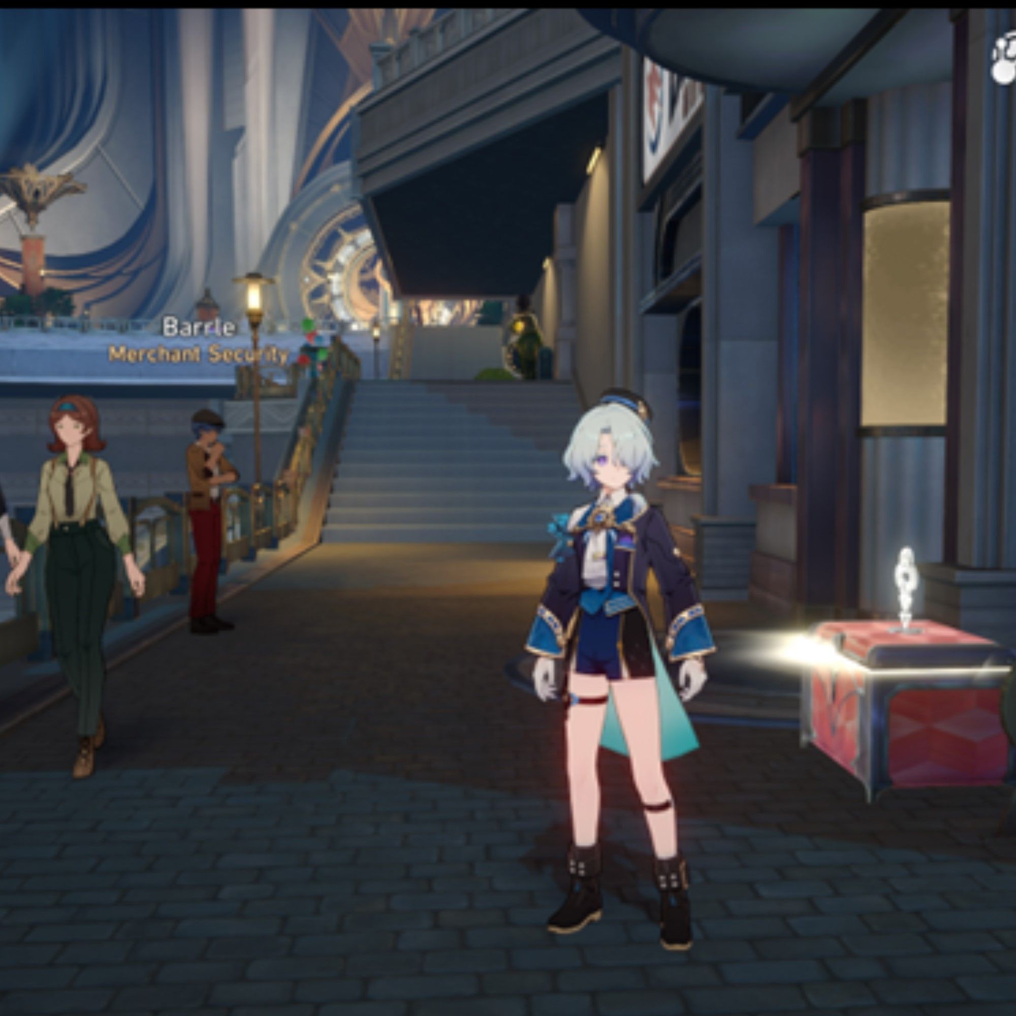 Misha stands near a chest in Honkai Star Rail.