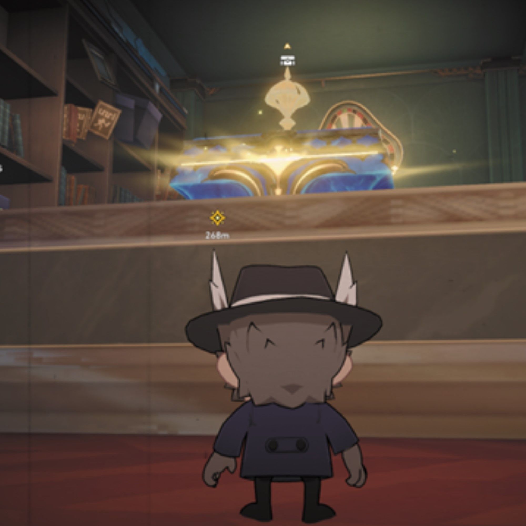 Hanu stands in front of a blue chest in Honkai Star Rail.