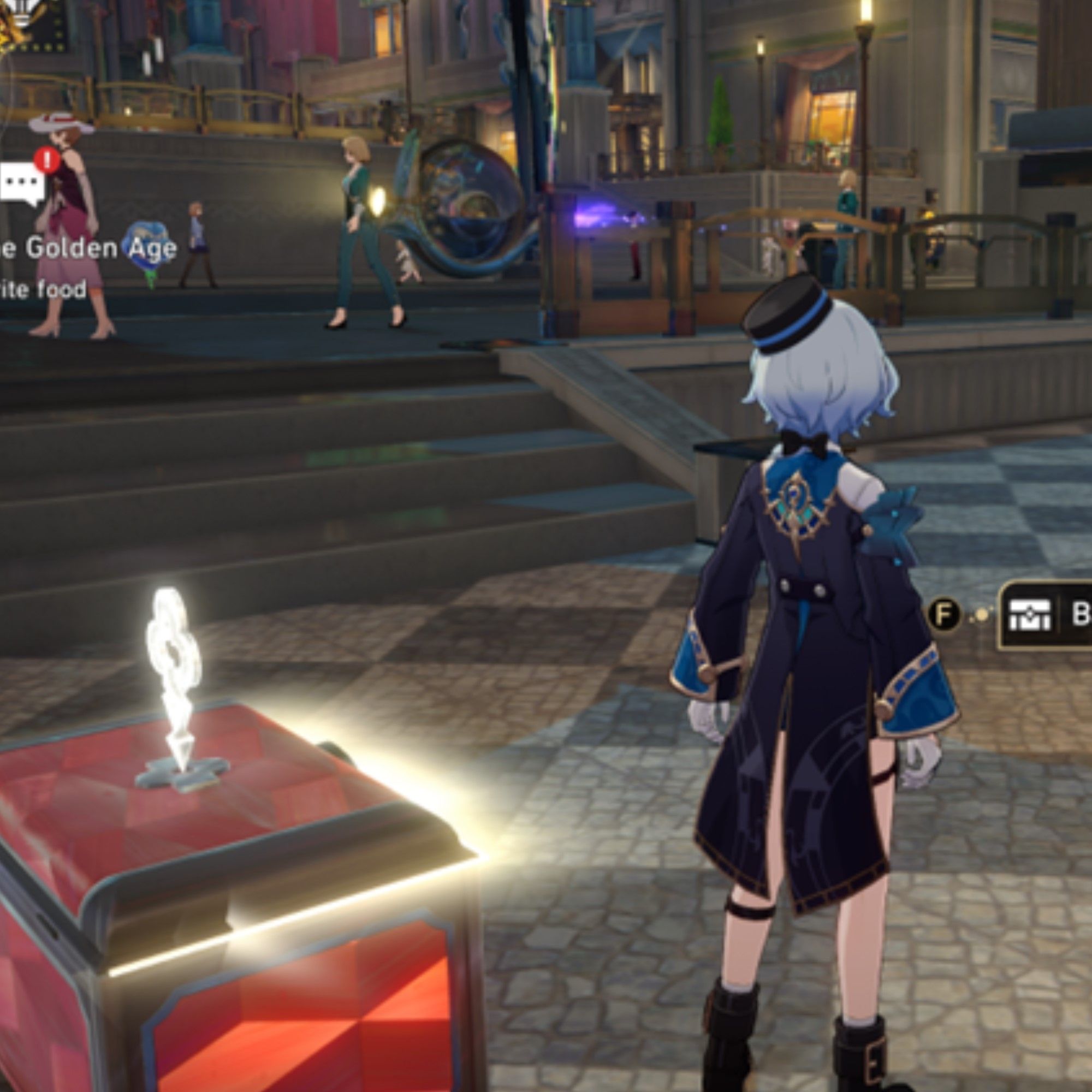 Honkai Star Rail's Misha stands next to a chest.