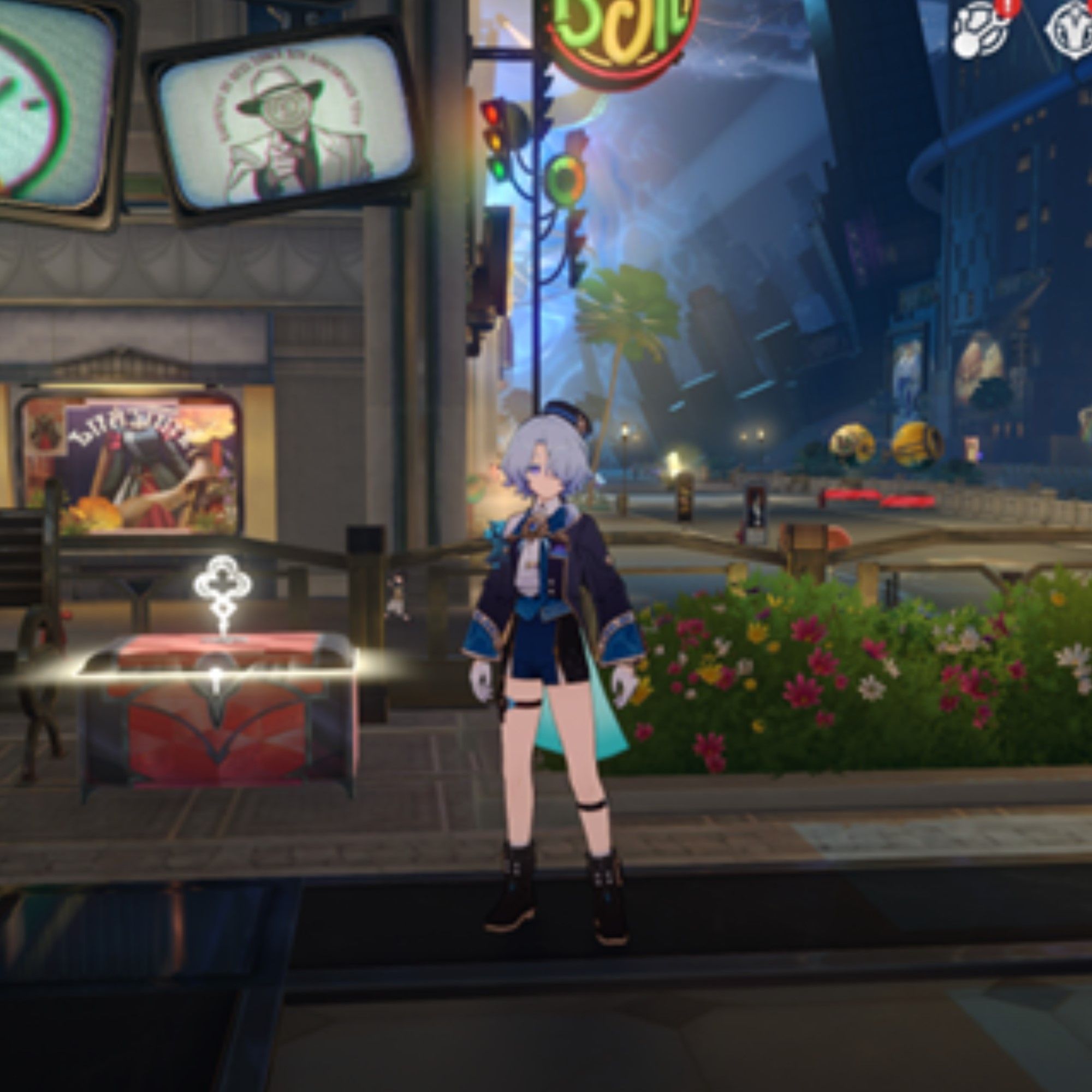 Honkai Star Rail's Misha stands next to a chest.