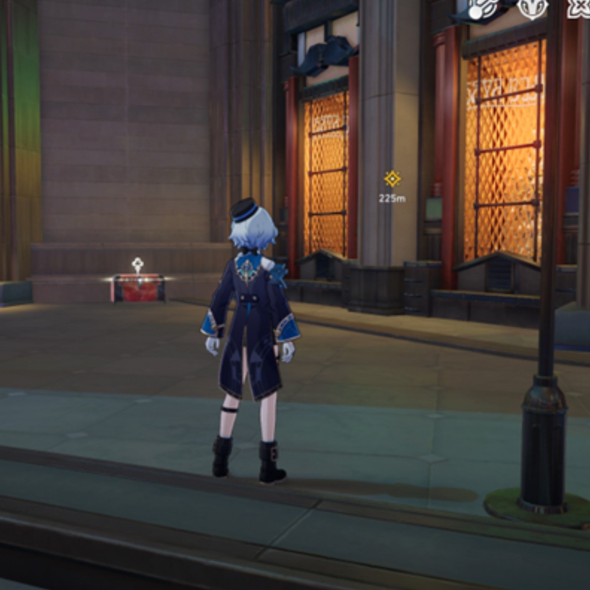 Misha stands across the street from a chest in Honkai Star Rail.