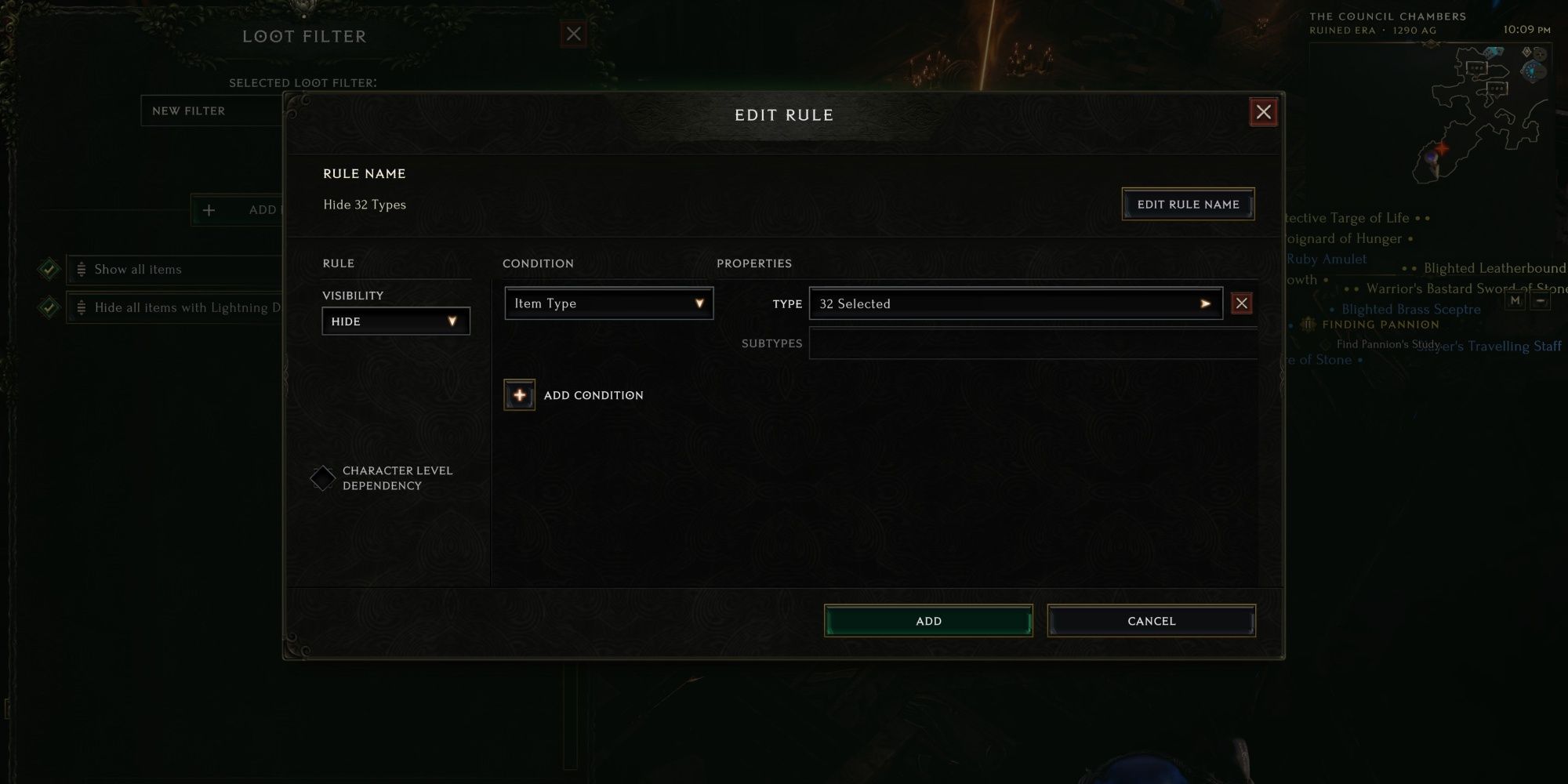 Last Epoch Loot Filter Hide All Item Bases Rule