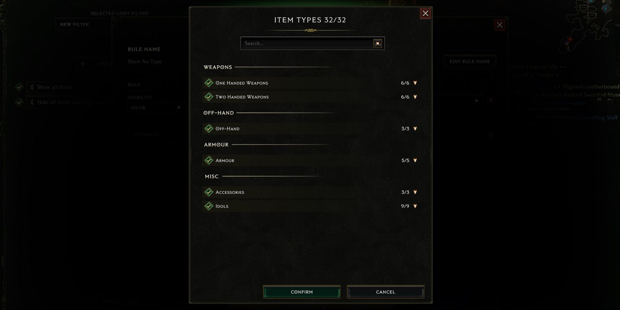Last Epoch Loot Filter Selecting Item Bases