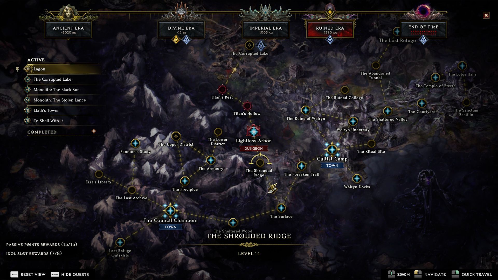 lightless arbor dungeon in the ruined era map