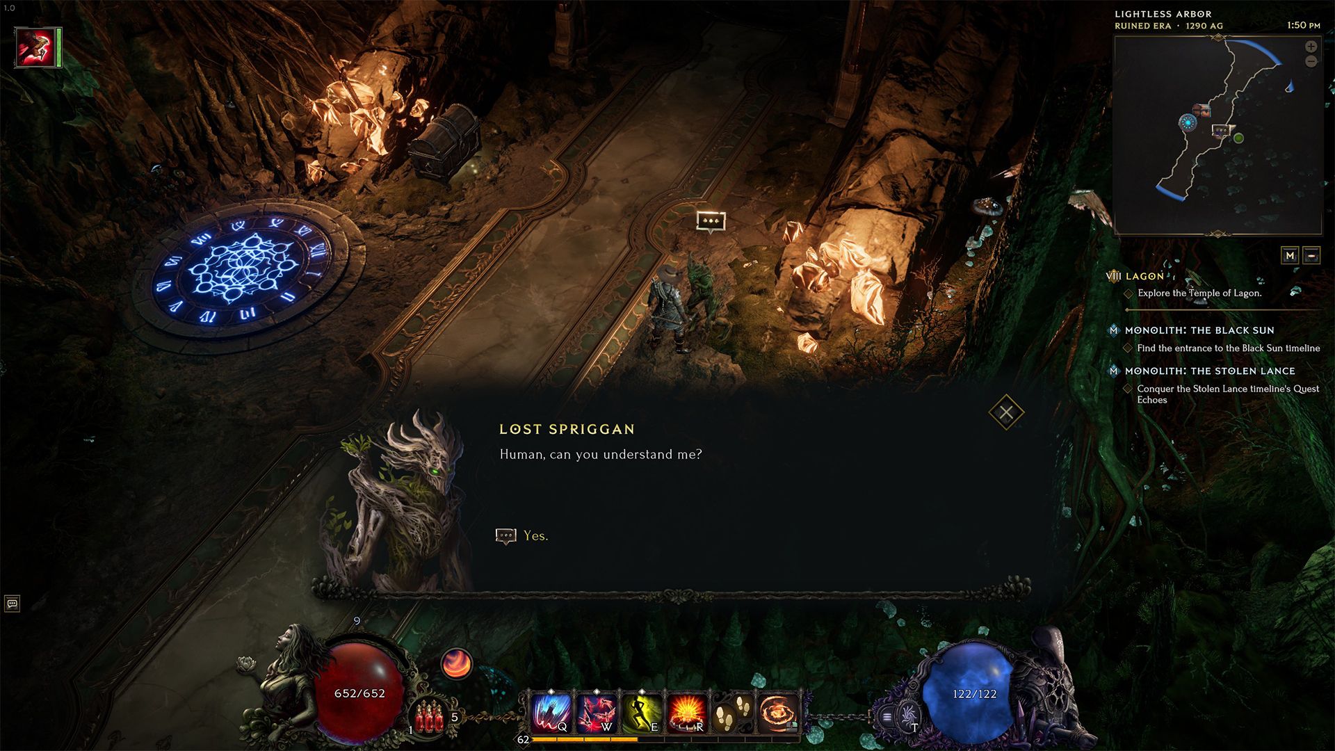 speaking to the lost spriggan at the entrance to the lightless arbor dungeon