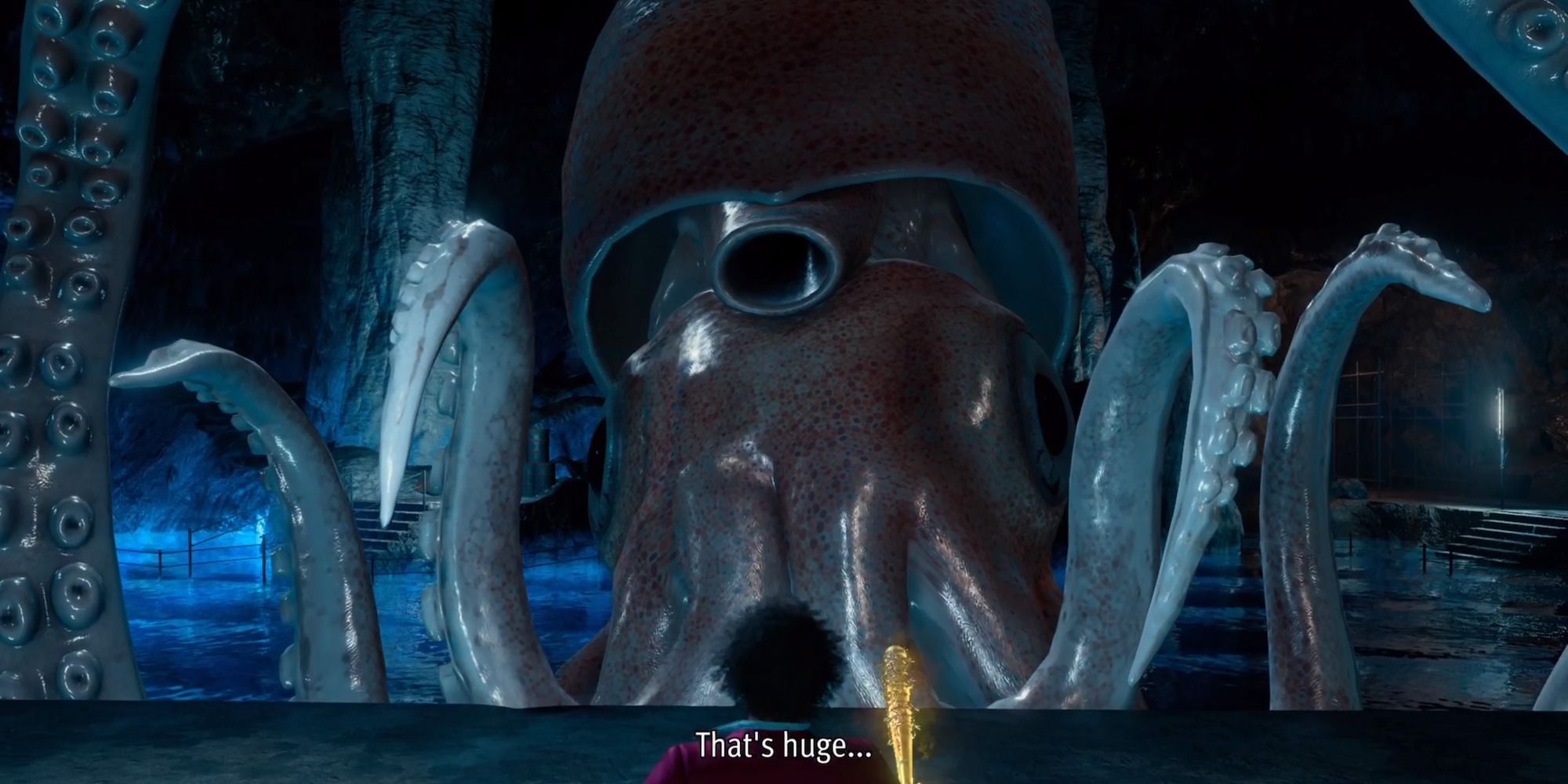 Kasuga looking at the Blessed Leviathan