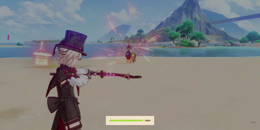 Lyney's Level Two Charged Attack decreasing his own HP, Genshin Impact