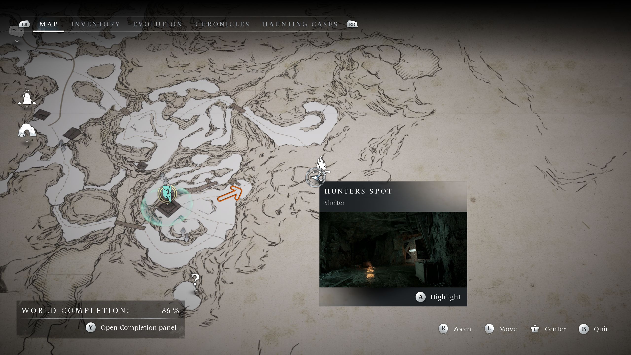 Map picture showing the location of the Traveller's Strongbox key - Banishers Ghosts of New Eden