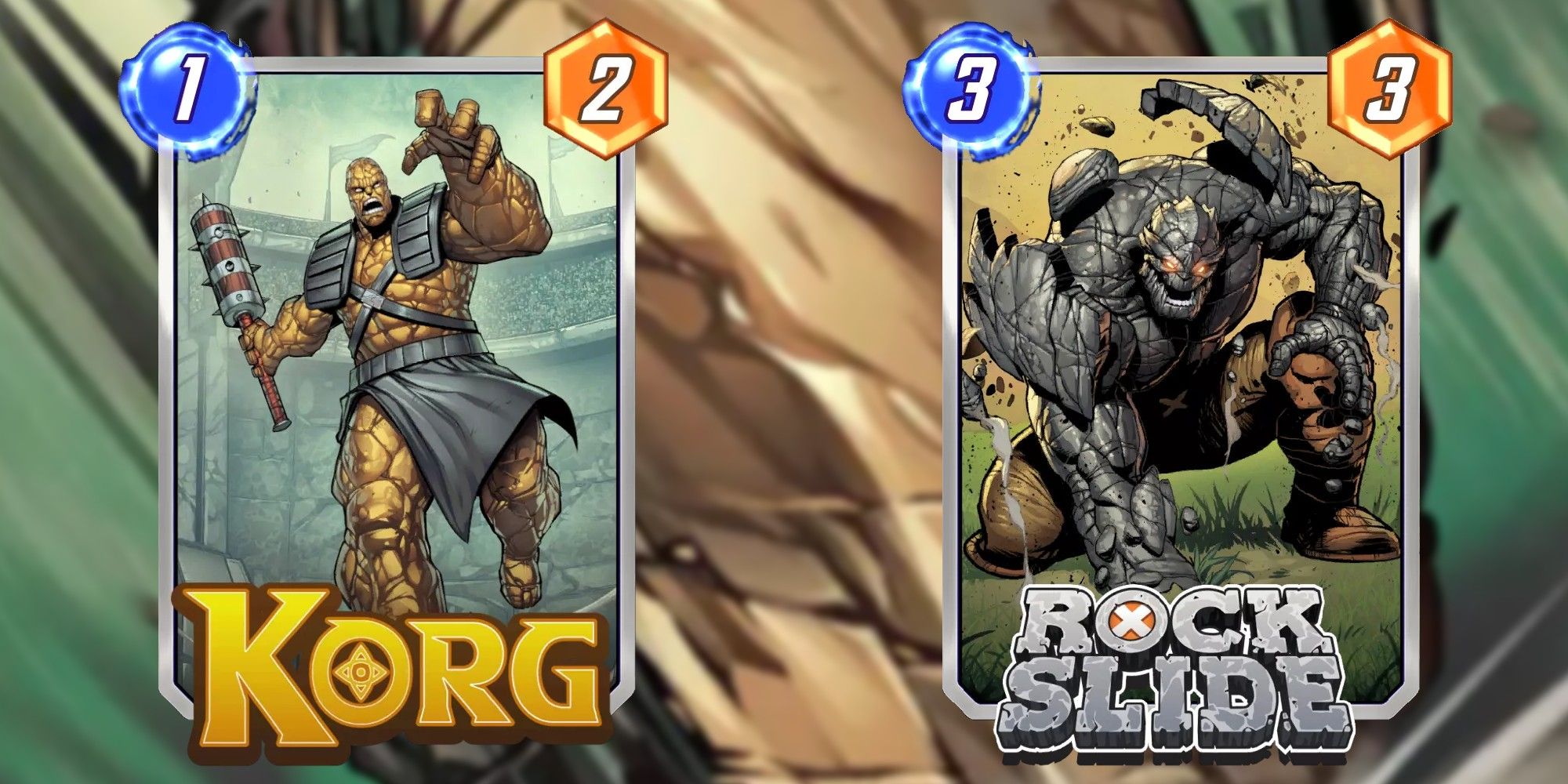 Marvel Snap Cards Korg and Rockslide