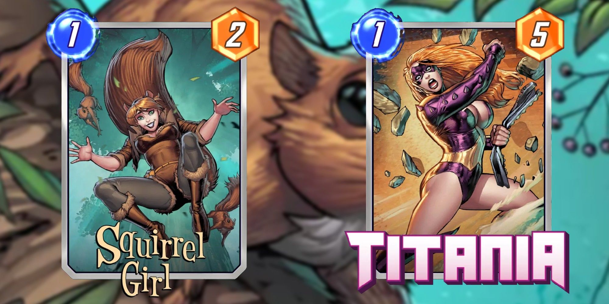 Marvel Snap Cards Squirrel Gril and Titania