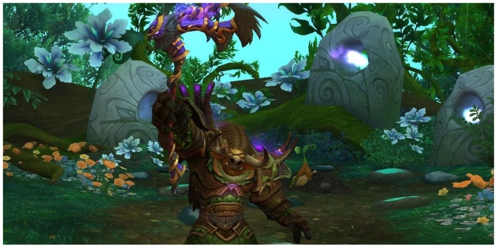 A tauren druid from World of Warcraft holding their staff