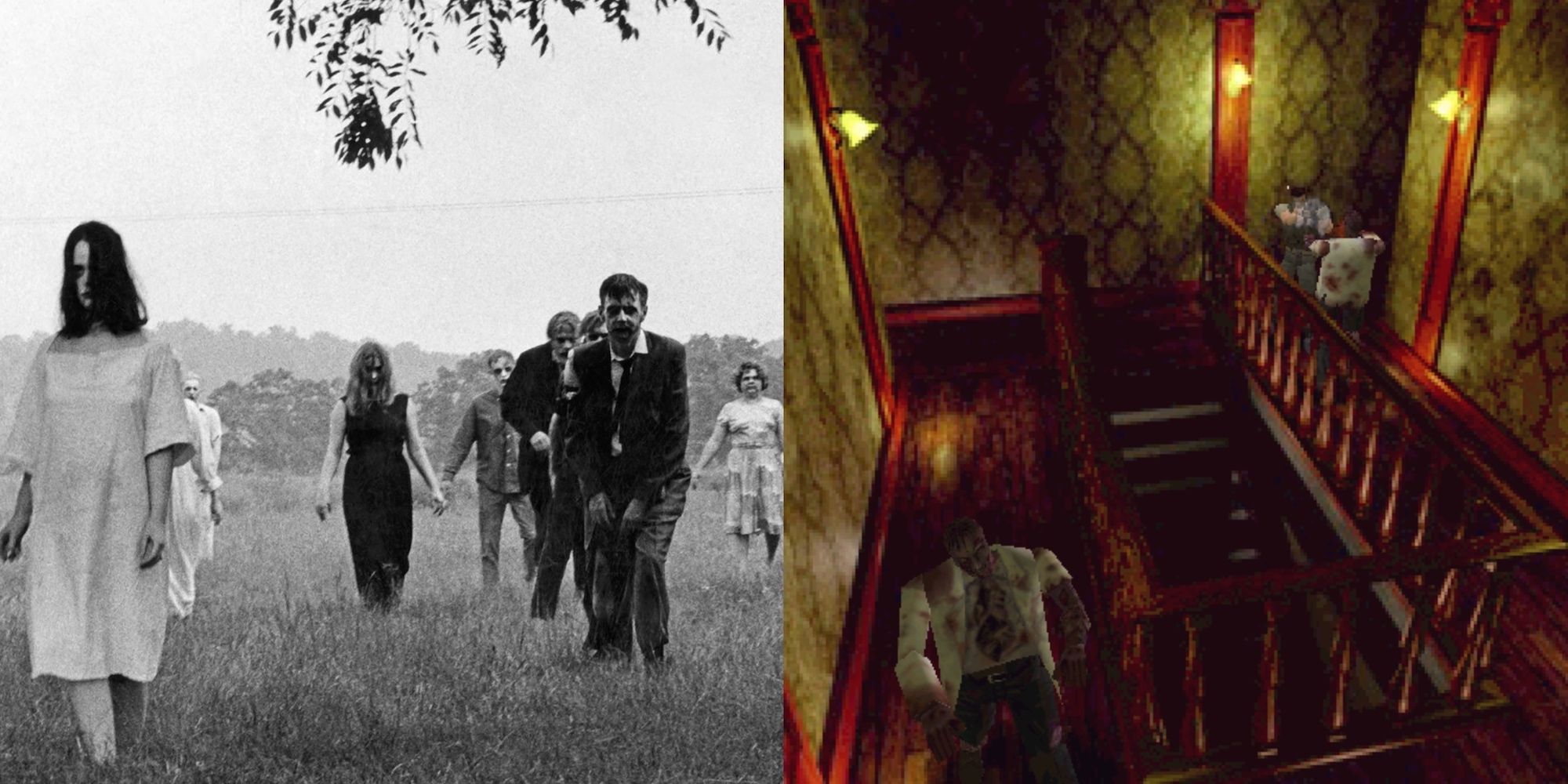 Night of the living dead on the left, Resident Evil on the Right