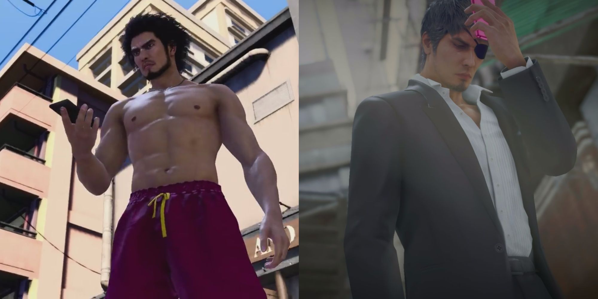 Ichiban Kasuga and Kiryu Kazuma calling for Poundmates in Like a Dragon: Infinite Wealth