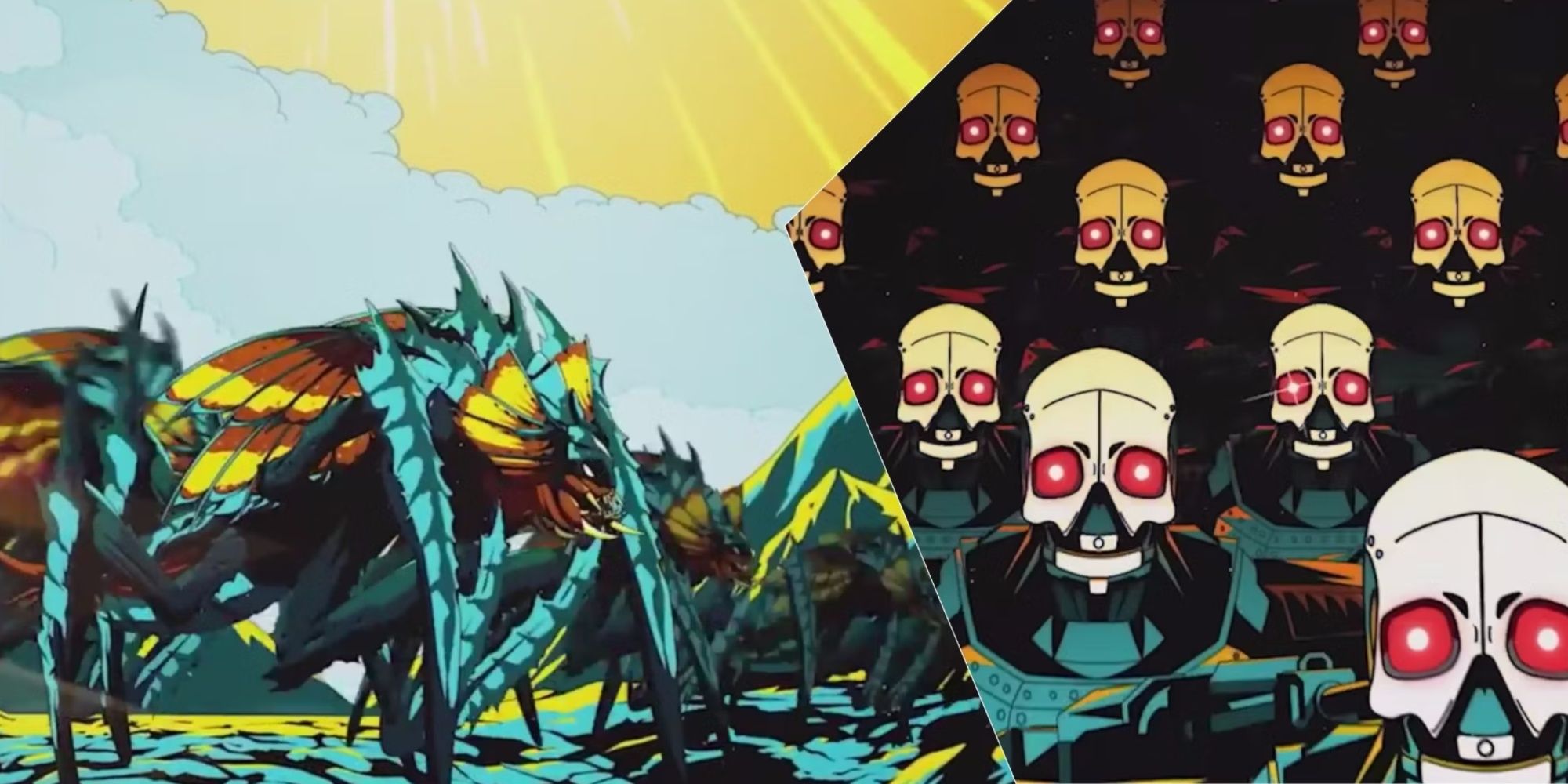The enemies of our democracy in Helldivers 2 featuring the Terminds and the Automatons