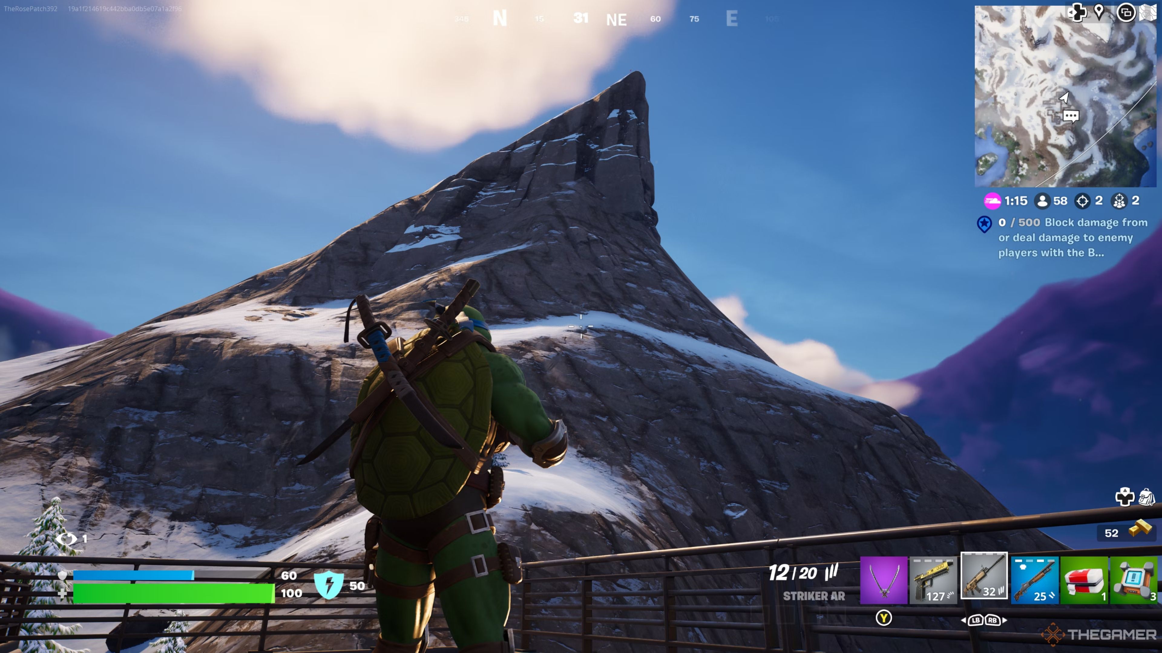 Looking up at Superior Summit in Fortnite Chapter 5