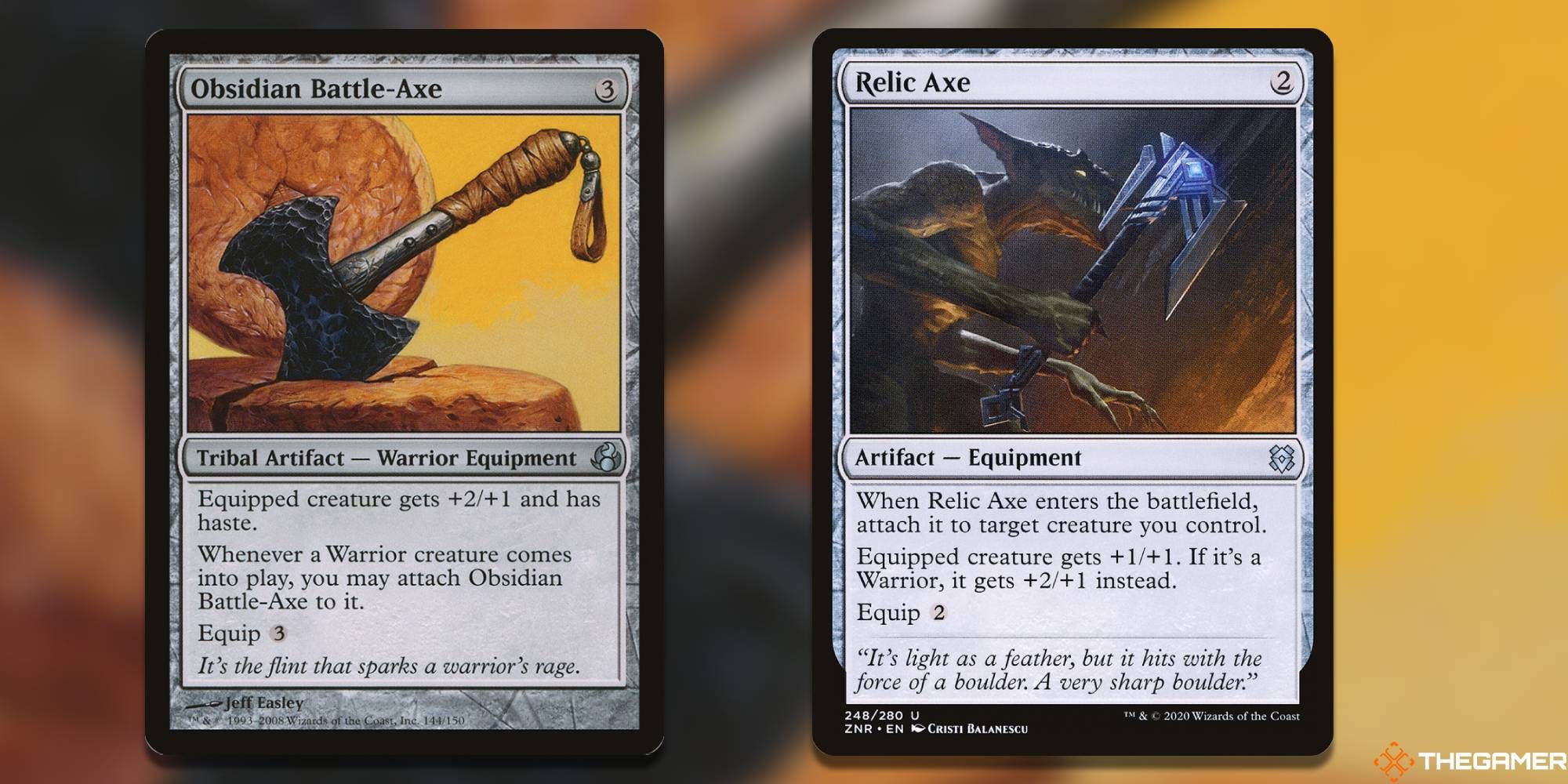Obsidian Battle-Axe + Relic Axe Magic: The Gathering cards