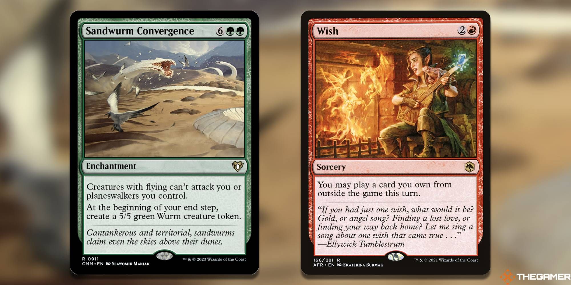 Sandwurm Convergence and Wish Magic: The Gathering cards