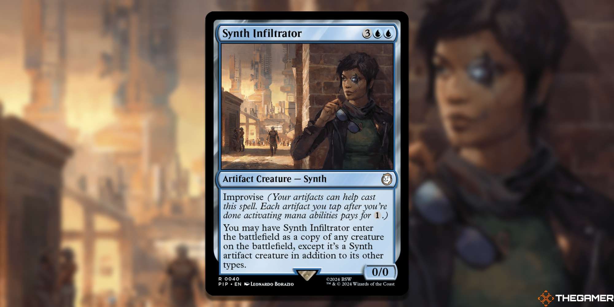 MTG Synth Infiltrator card and art background