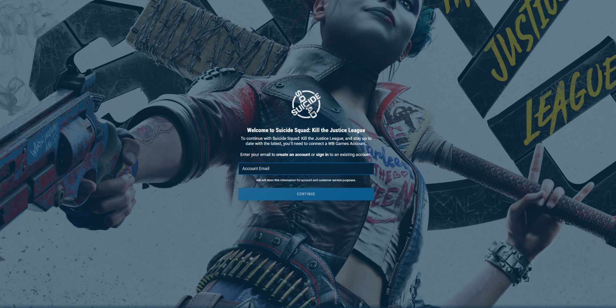 A login screen for Warner Bros Games accounts.
