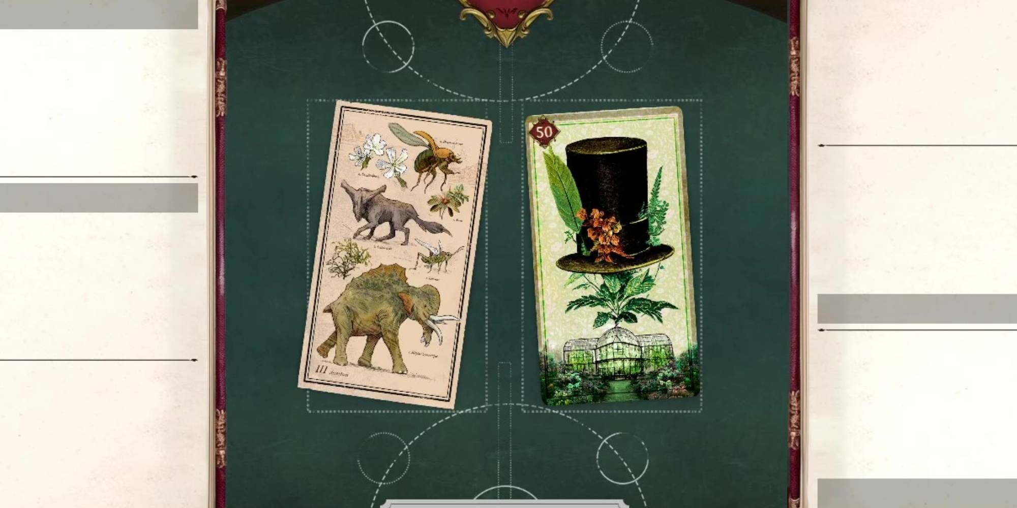 Nightingale the Desert Card and the Herbarium Card in the Portal card slots