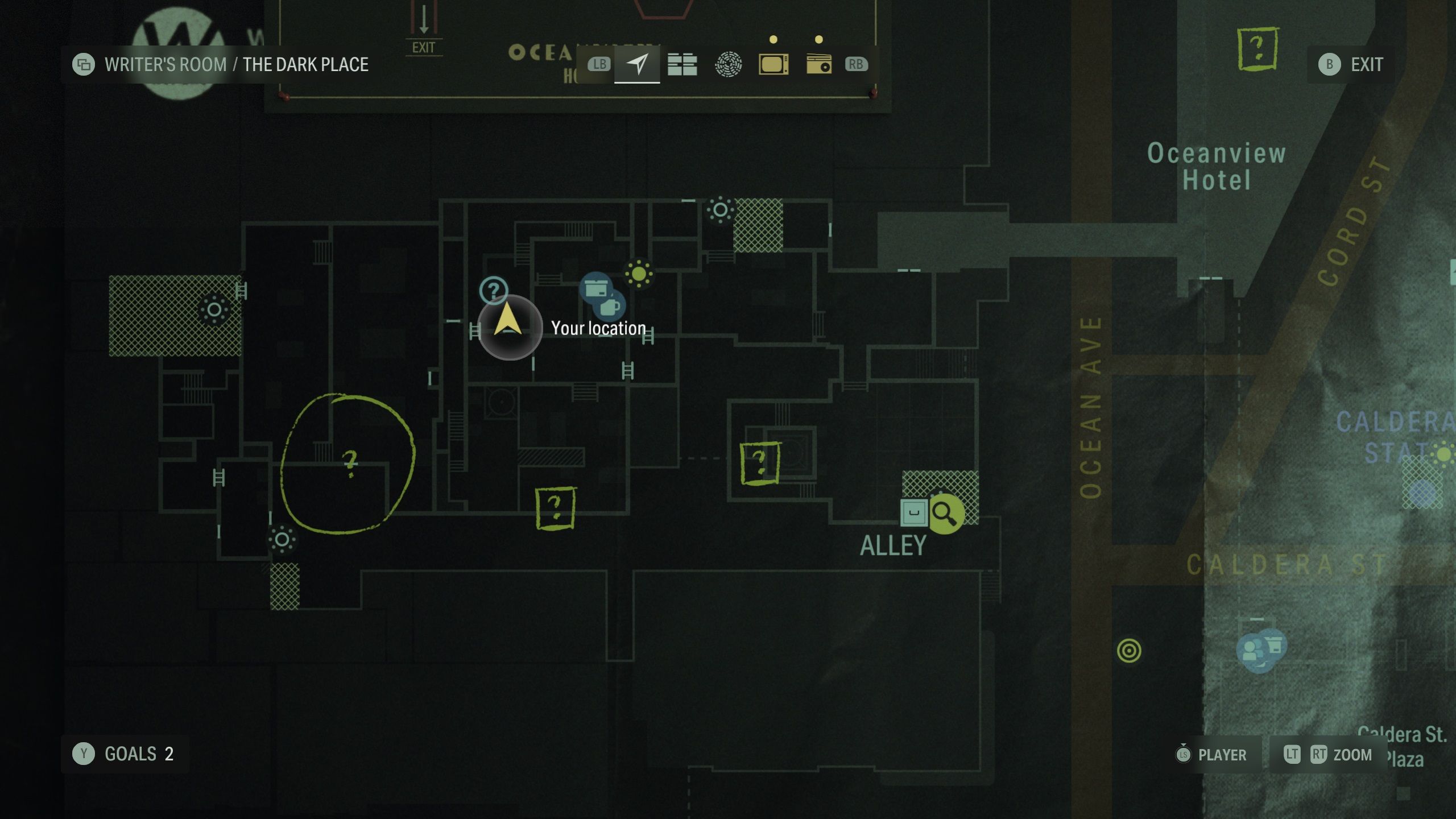 A map showing Breaker's location on the way to Mirror Peak Bar