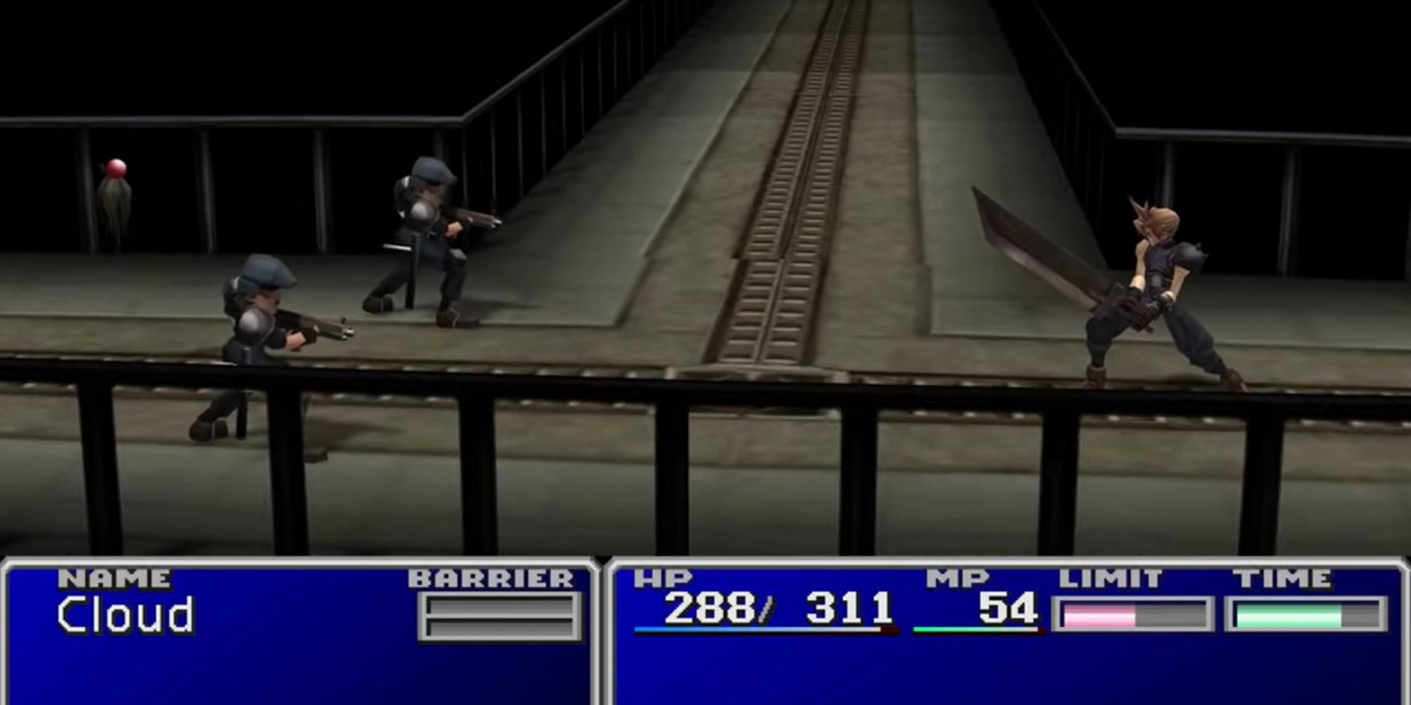 Original Final Fantasy 7 Cloud fighting with some guards at the Mako Reactor