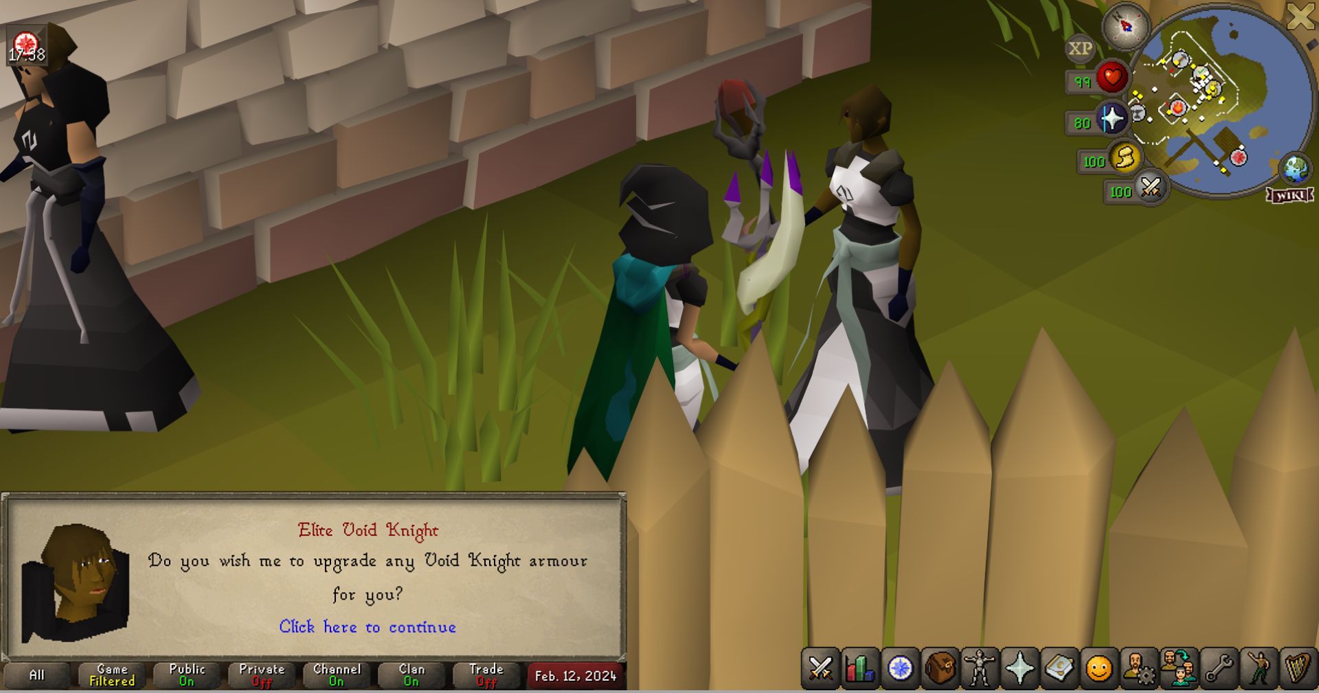 Osrs player talking to the Elite Void Knight about getting Elite Void.