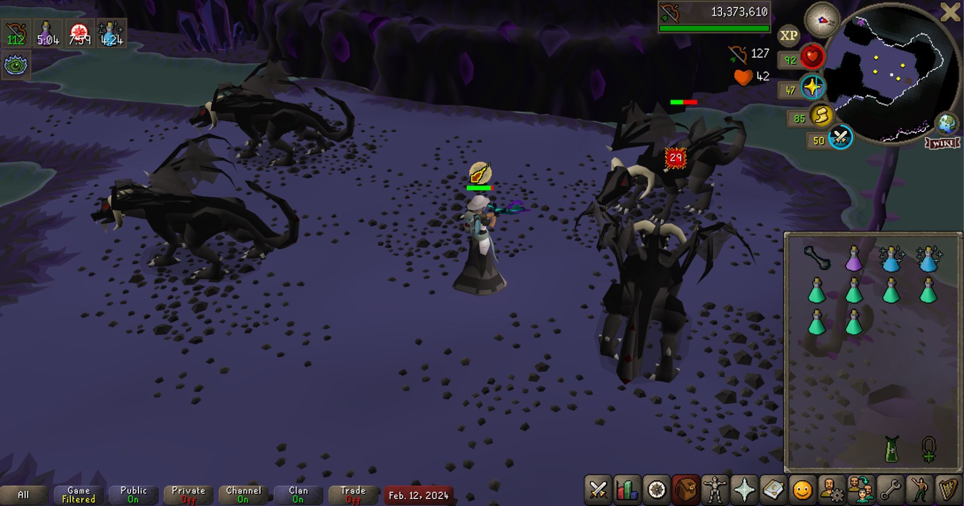 OSRS player using the Elite Void Range outfit while killing Brutal Black Dragons.