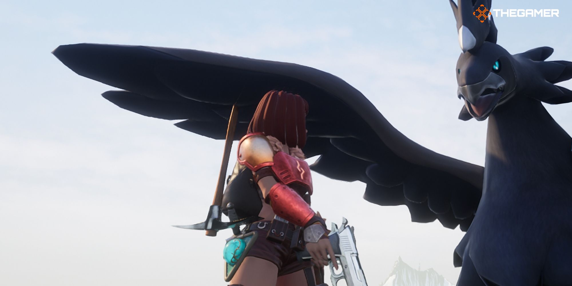 A player looking at a Shadowbeak in Palworld.
